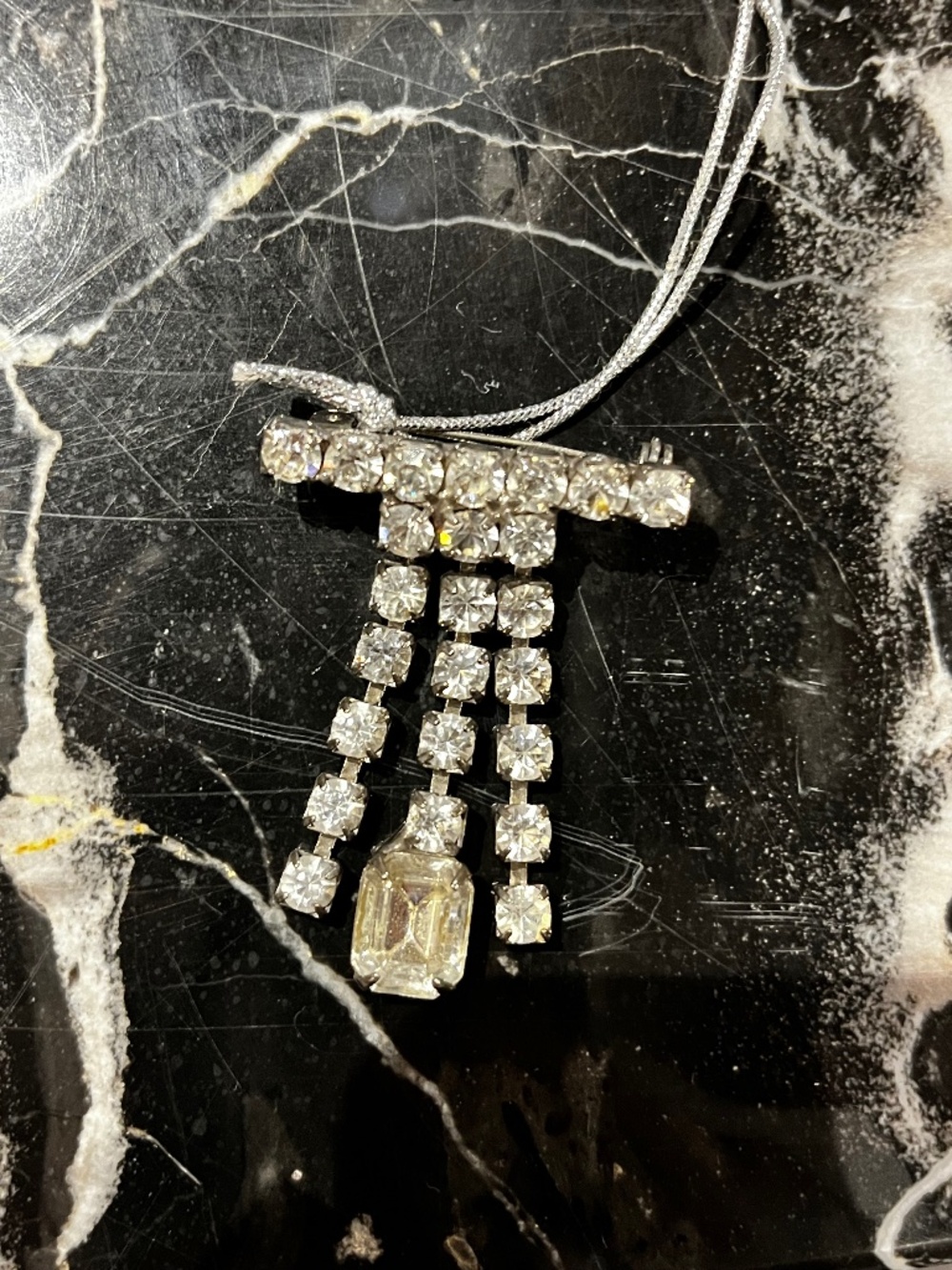Vintage Rhinestone Tri Tail Brooch